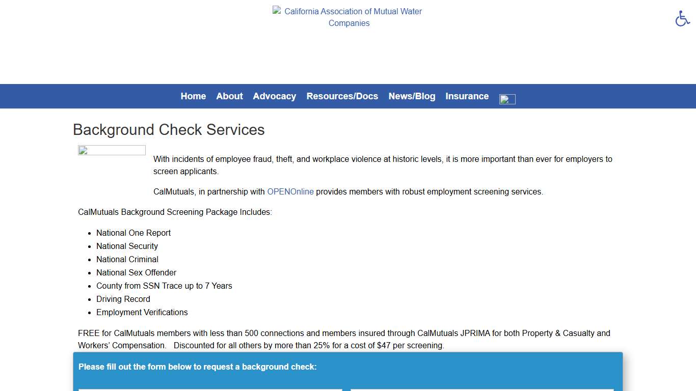 Employment Background Checks - California Association of Mutual Water Companies